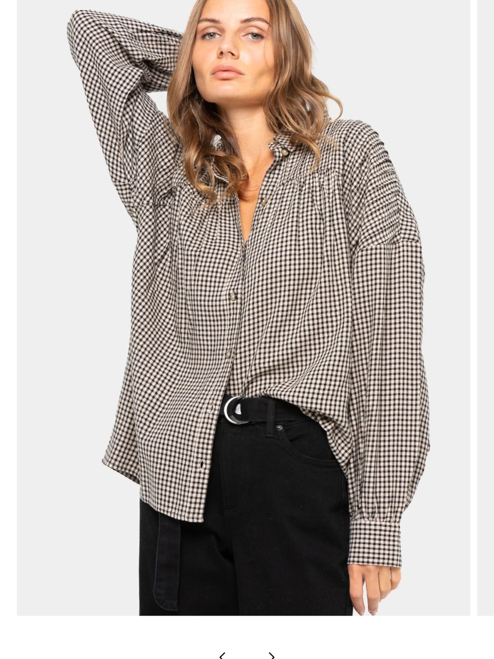 Peace Love World Black & Cream Gingham Button-Down Shirt